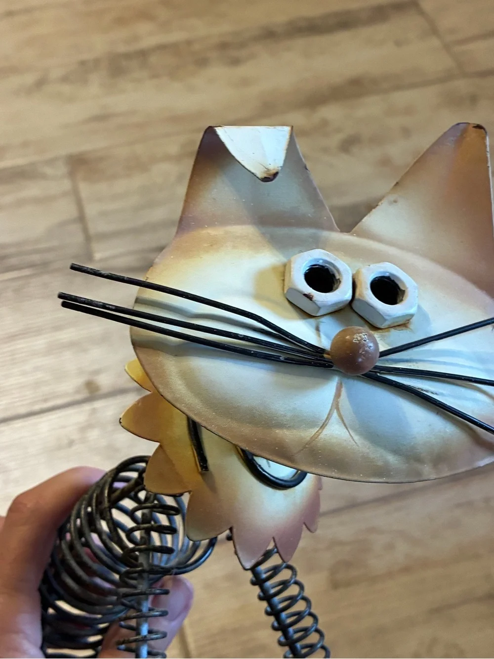 Decorative Metal Cat Figurine in Golden Yellow - Unbranded